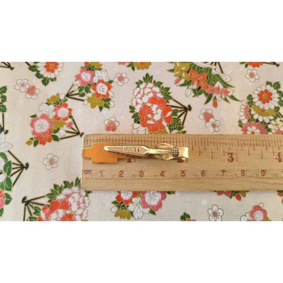 Dante Gold Tone Tie Bar with Black Glass Accent Vintage - Picture 9 of 10